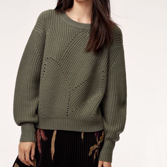 Aritzia Sweaters - Wilfred Serment Crewneck Cropped Sweater: Green